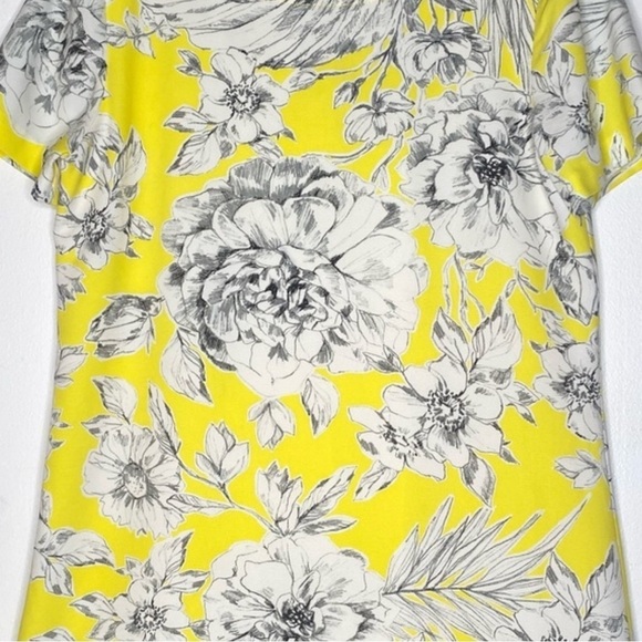 Juicy Couture floral shift dress relaxed stretch lined yellow and white - Picture 3 of 11